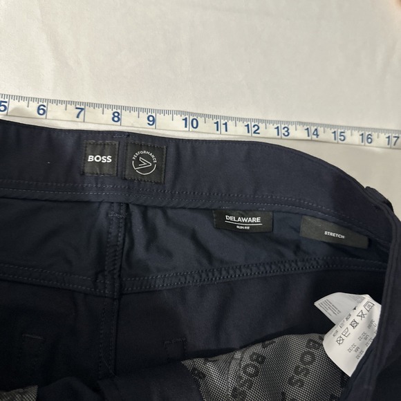 NEW $179 BOSS [ 32/32 US ] Delaware Slim Fit Trousers with Stretch in Blue U1371 - Picture 5 of 14